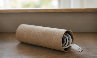Prazne rolne od papirnih ubrusa mogu da postanu praktični držači za kablove u fioci