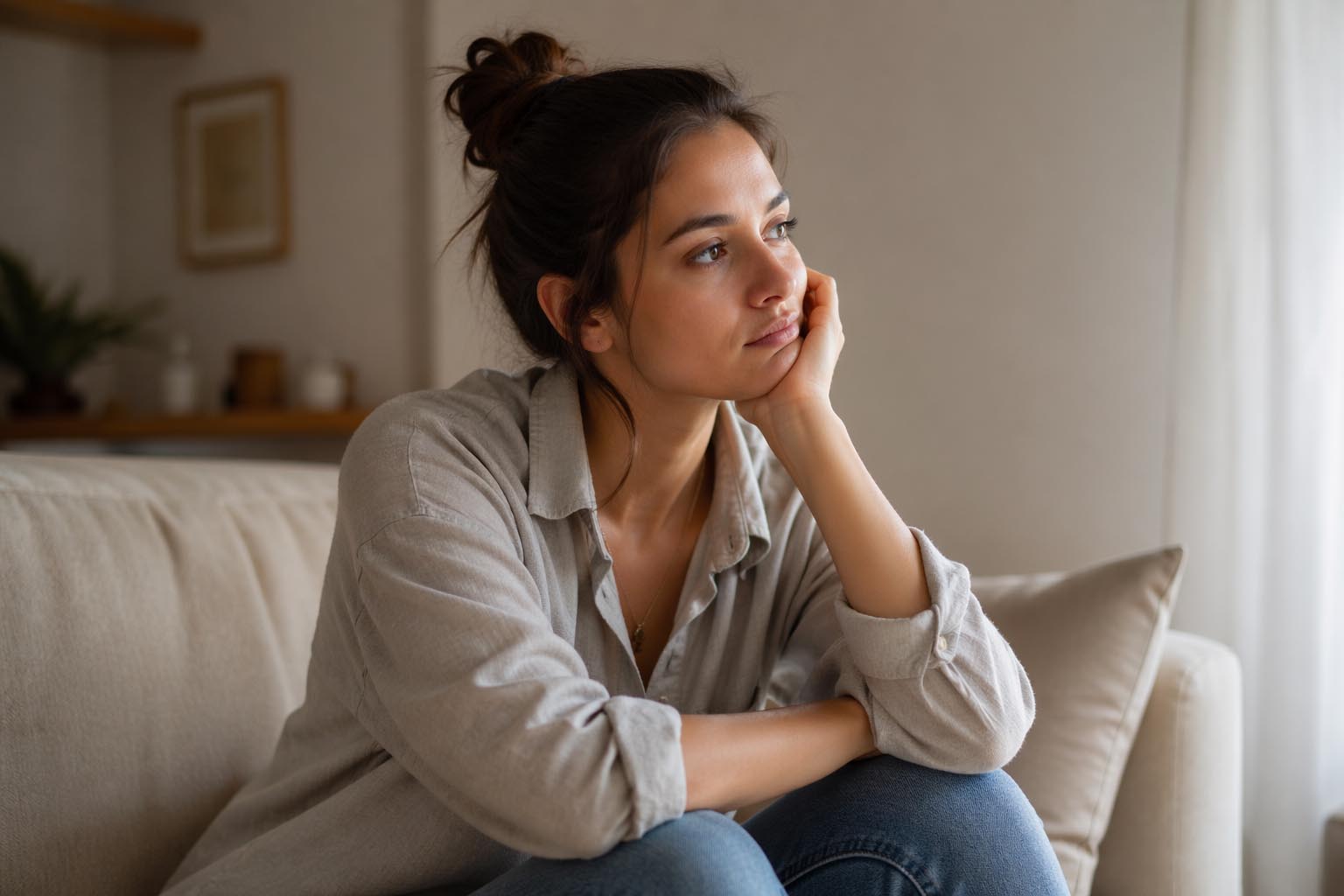 zena zamišljena, unutrasnji nemir, emocije, psiholosko stanje, povucenost, laganica, laganica.rs