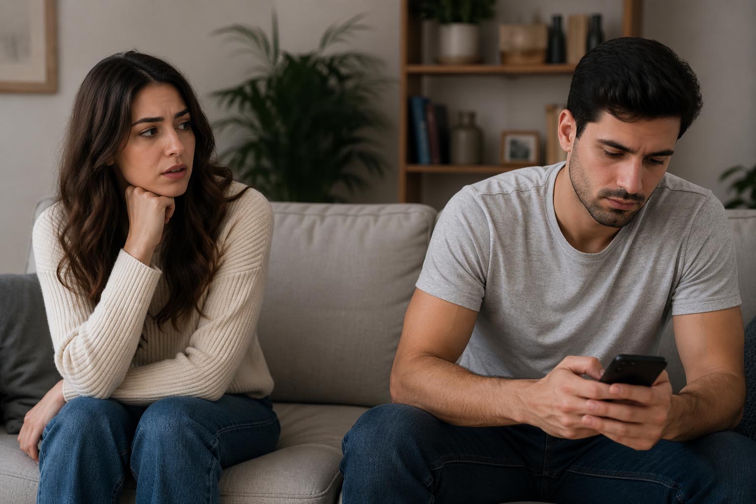 par u razgovoru distanca, zena zabrinuta, partner nezainteresovan, problemi u vezi, laganica, laganica.rs