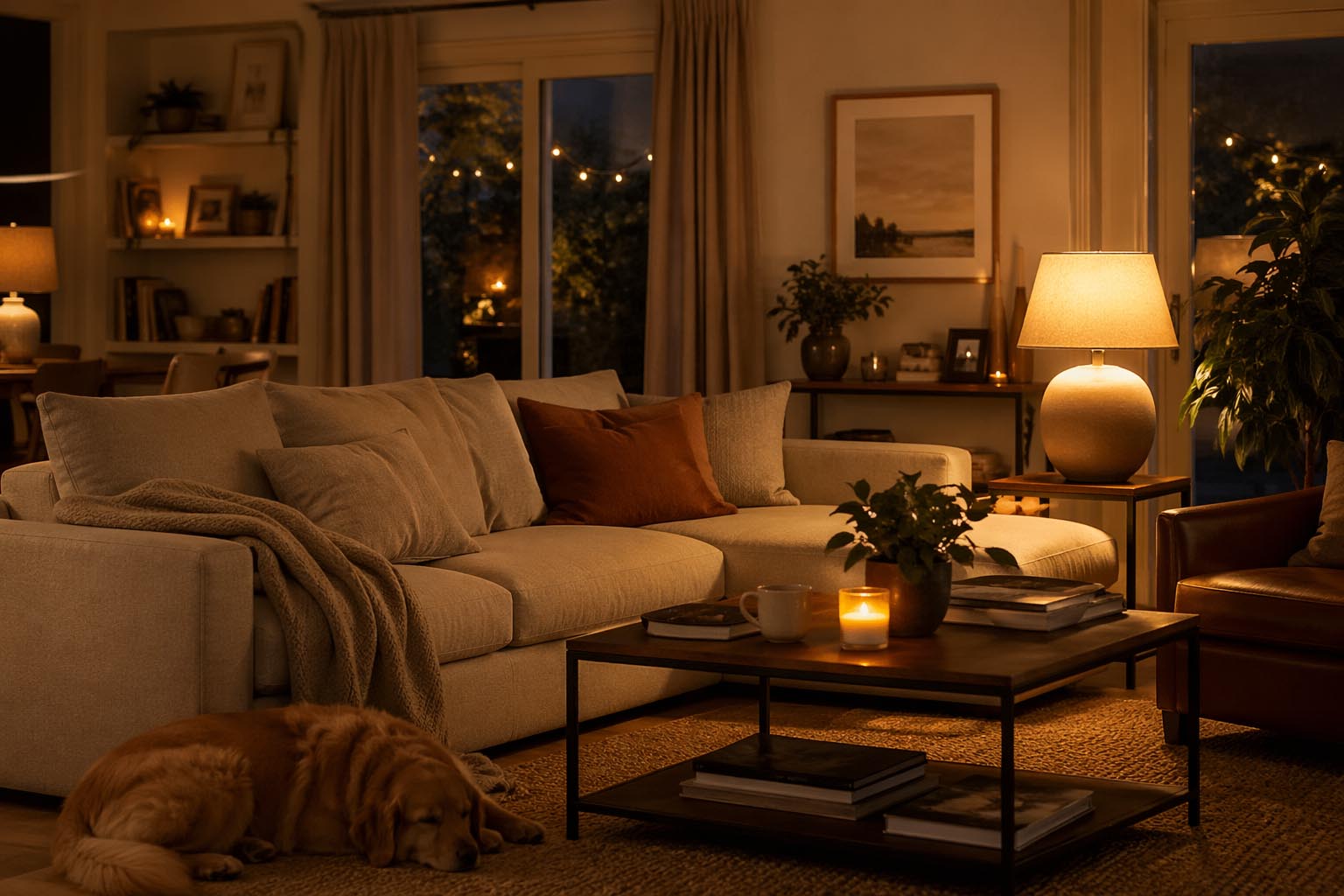 prijatna dnevna soba, toplo svetlo, atmosfera u domu, uredjen prostor, laganica, laganica.rs