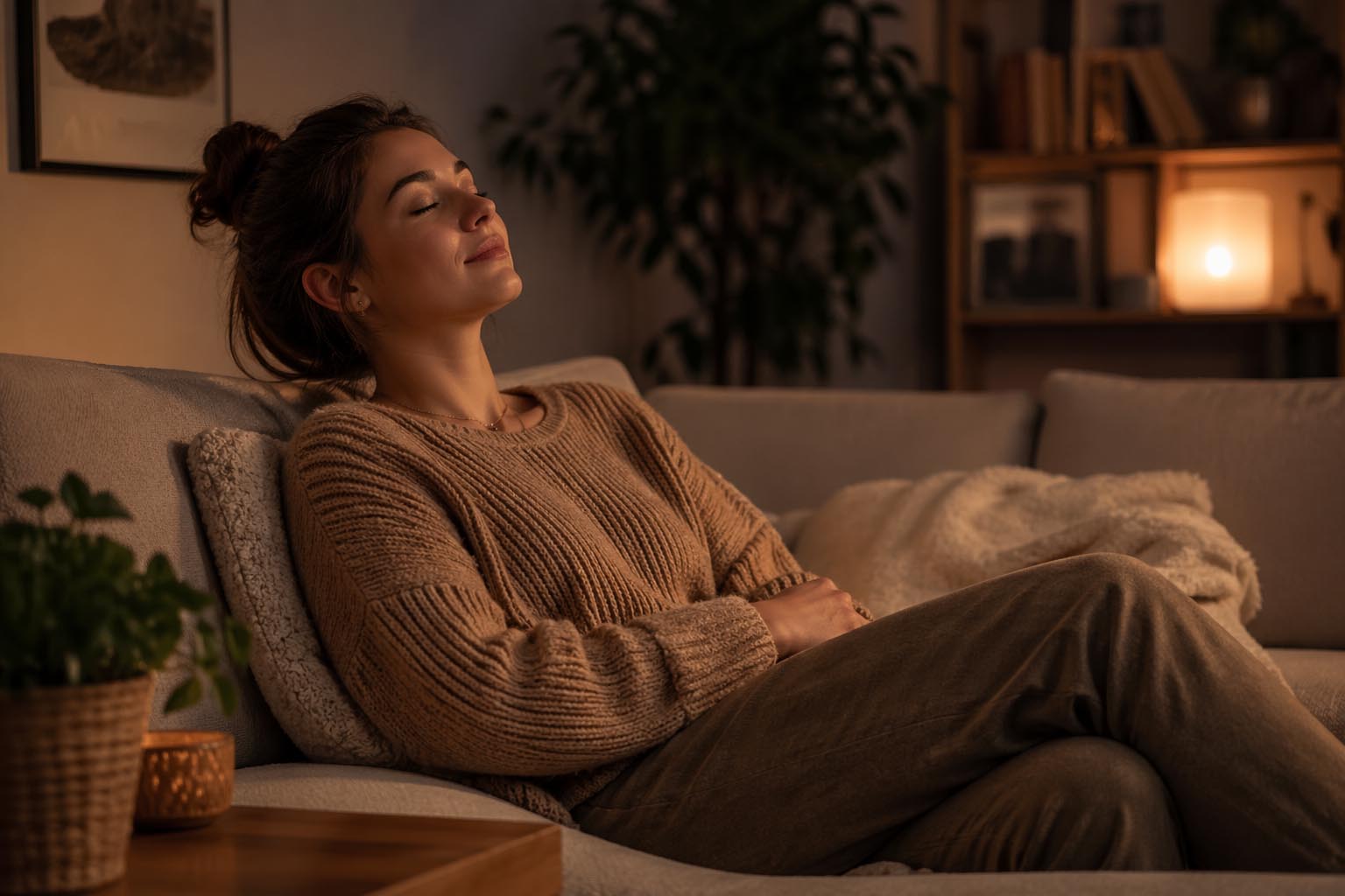 zena bez telefona uvece, opustanje bez ekrana, kvalitet sna, vecernja rutina, laganica, laganica.rs