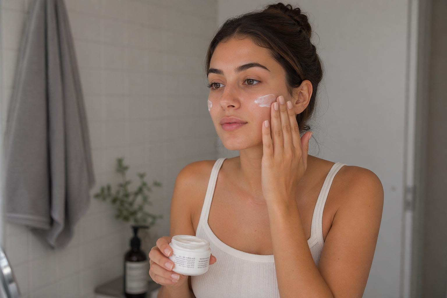 zena neguje lice, svakodnevna rutina, ciscenje koze, hidratacija lica, nega koze, laganica, laganica.rs