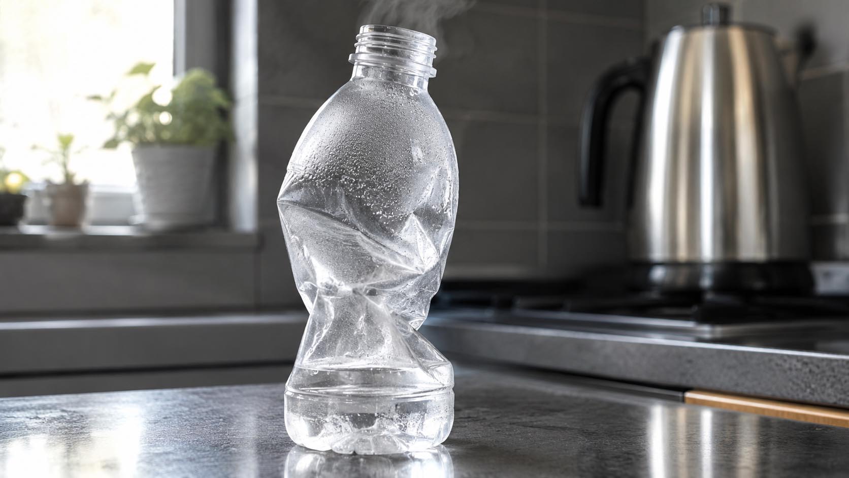 plastična flaša, vrela voda, atmosferski pritisak, kondenzacija vodene pare, promena pritiska, nauka u svakodnevnom životu, lifestyle, laganica, laganica.rs