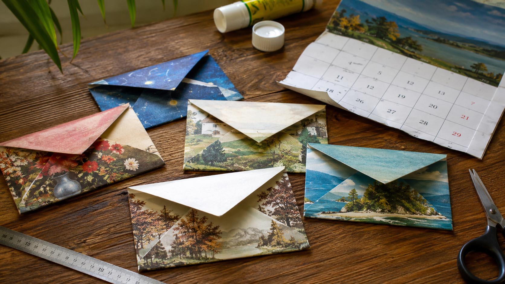 koverte od papira, stari kalendar, uradi sam koverta, DIY od papira, ukrasne koverte, reciklaža kalendara, kreativni projekti