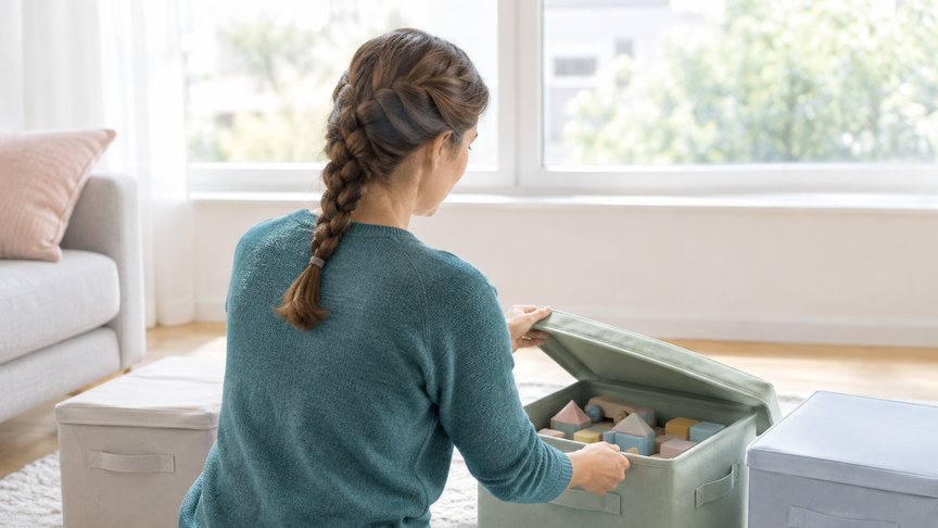 kutije za igračke, dnevna soba, odlaganje igračaka, kutije sa poklopcem, plastične kutije, tekstilne kutije, dečije igračke, red u domu, laganica, laganica.rs, laganicars